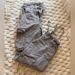 Gray Drawstring Cargo Joggers